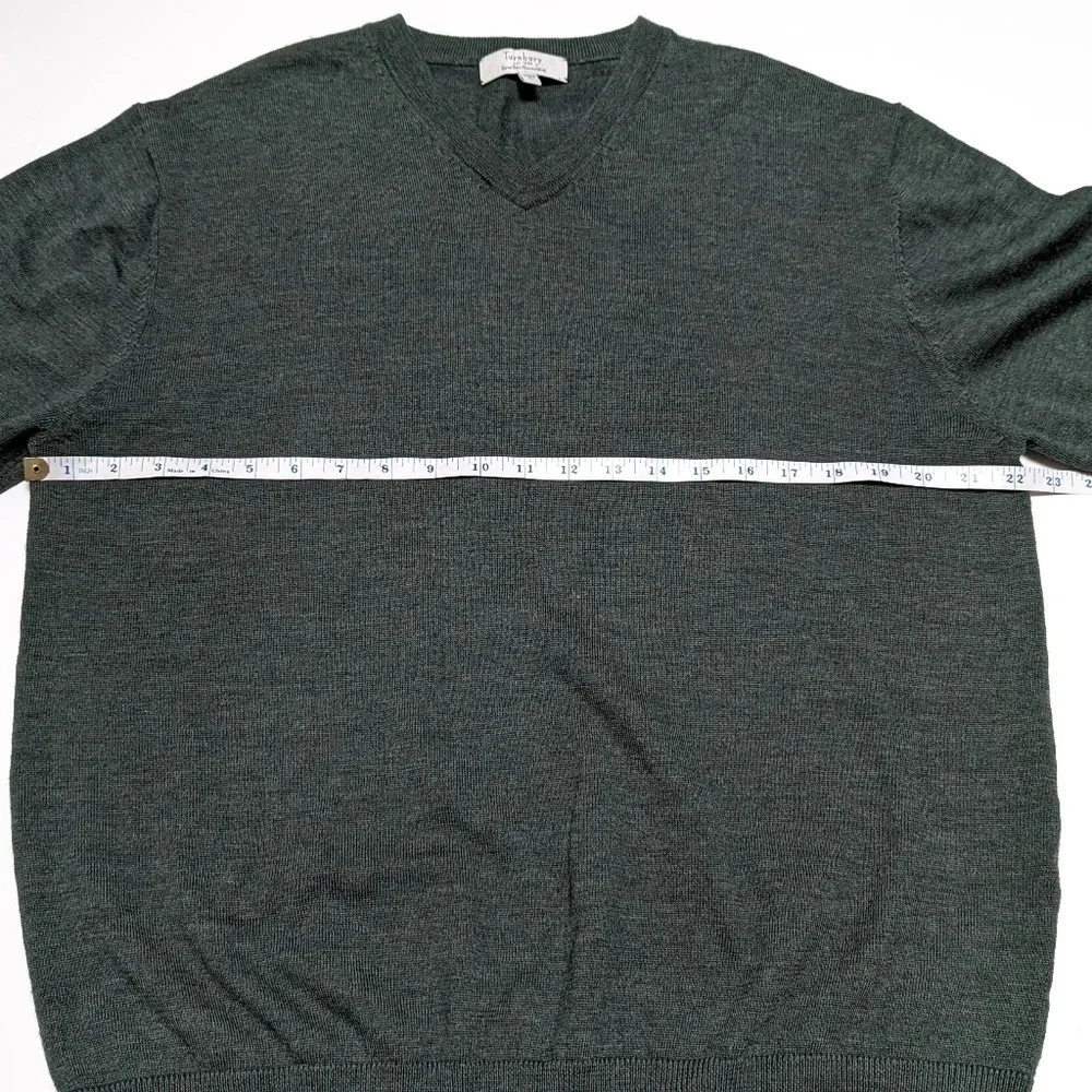 Turnbury Heather Green Large 100% Extra Fine Merino Wool Crewneck Large